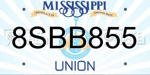 8SBB855 Mississippi License Plate