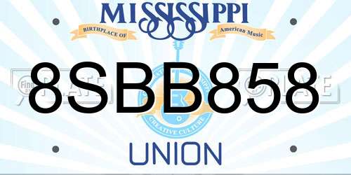 8SBB858 Mississippi License Plate