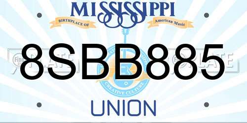8SBB885 Mississippi License Plate