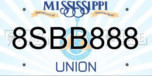 8SBB888 Mississippi License Plate