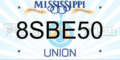 8SBE50 Mississippi License Plate