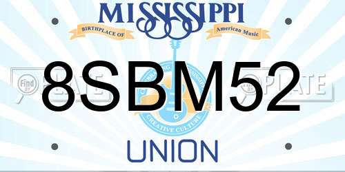 8SBM52 Mississippi License Plate