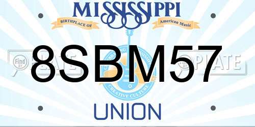 8SBM57 Mississippi License Plate