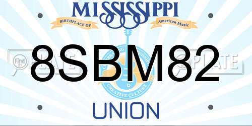 8SBM82 Mississippi License Plate