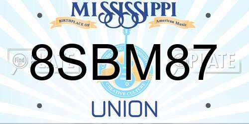 8SBM87 Mississippi License Plate