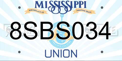 8SBS034 Mississippi License Plate
