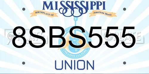 8SBS555 Mississippi License Plate
