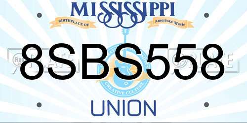 8SBS558 Mississippi License Plate