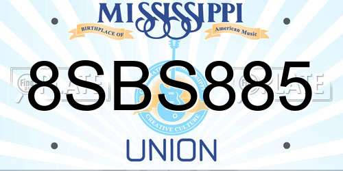 8SBS885 Mississippi License Plate