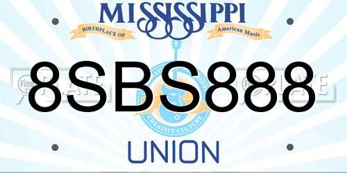 8SBS888 Mississippi License Plate