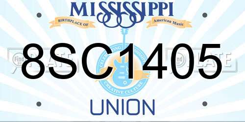 8SC1405 Mississippi License Plate