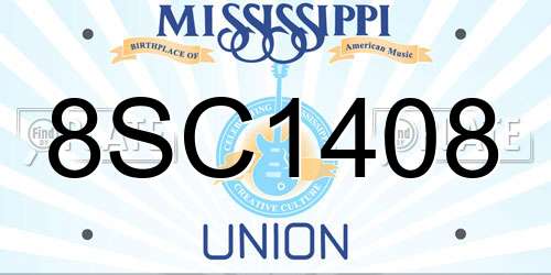 8SC1408 Mississippi License Plate