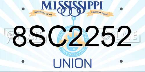 8SC2252 Mississippi License Plate