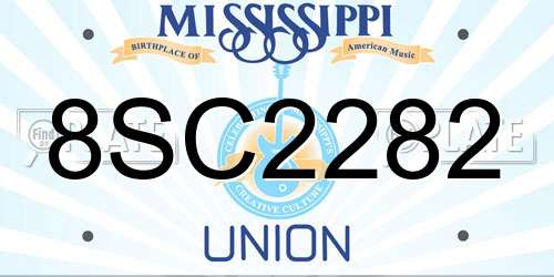 8SC2282 Mississippi License Plate