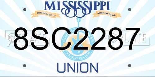 8SC2287 Mississippi License Plate