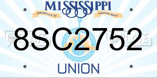 8SC2752 Mississippi License Plate