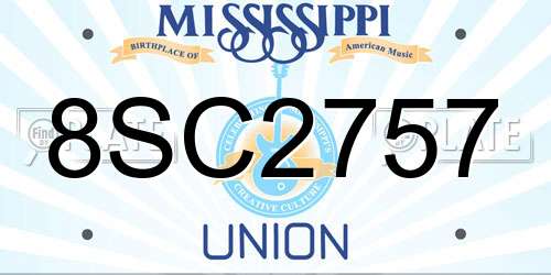8SC2757 Mississippi License Plate