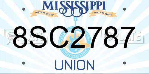 8SC2787 Mississippi License Plate