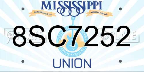 8SC7252 Mississippi License Plate