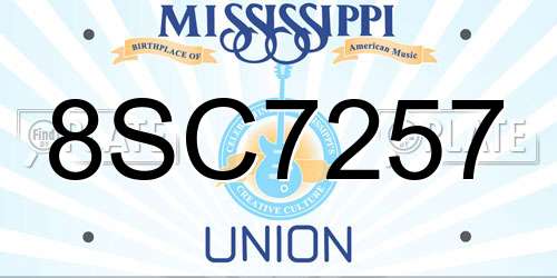 8SC7257 Mississippi License Plate