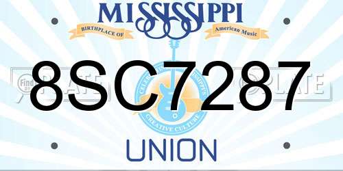 8SC7287 Mississippi License Plate