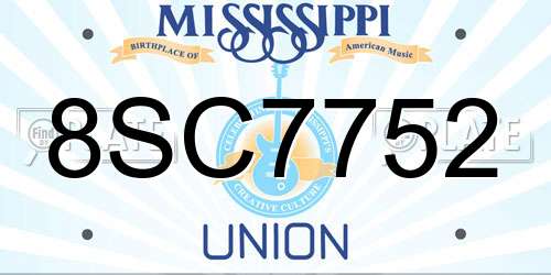 8SC7752 Mississippi License Plate