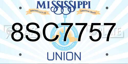 8SC7757 Mississippi License Plate