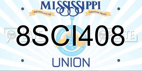 8SCI408 Mississippi License Plate