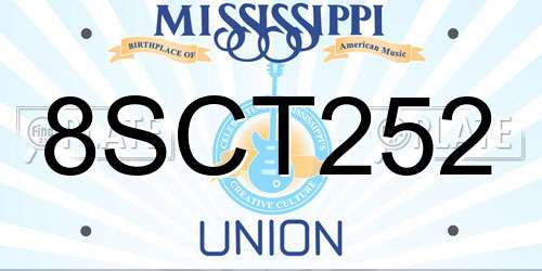 8SCT252 Mississippi License Plate