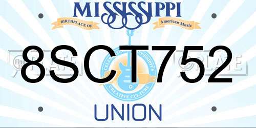 8SCT752 Mississippi License Plate