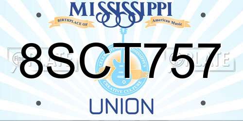8SCT757 Mississippi License Plate