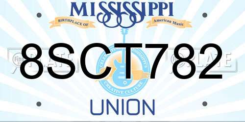 8SCT782 Mississippi License Plate