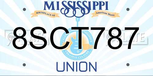 8SCT787 Mississippi License Plate