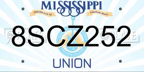 8SCZ252 Mississippi License Plate