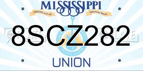 8SCZ282 Mississippi License Plate