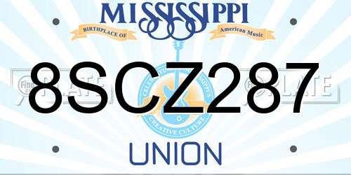 8SCZ287 Mississippi License Plate