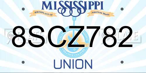 8SCZ782 Mississippi License Plate