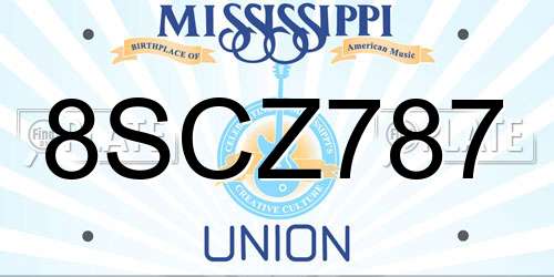 8SCZ787 Mississippi License Plate