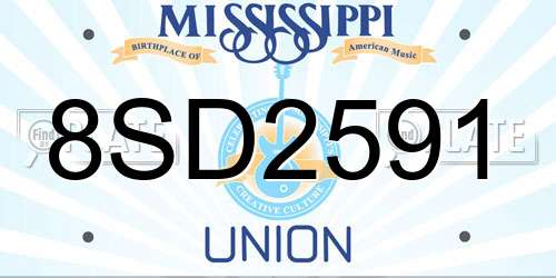 8SD2591 Mississippi License Plate