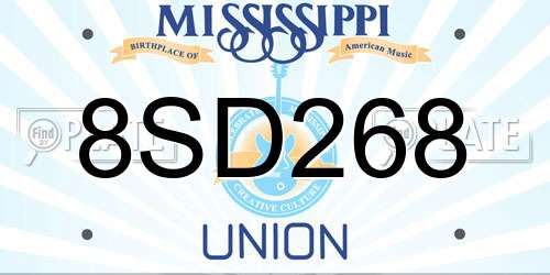8SD268 Mississippi License Plate