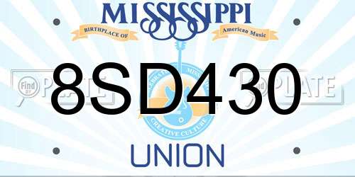 8SD430 Mississippi License Plate