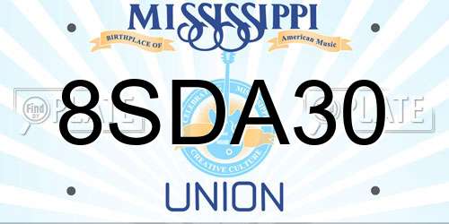 8SDA30 Mississippi License Plate
