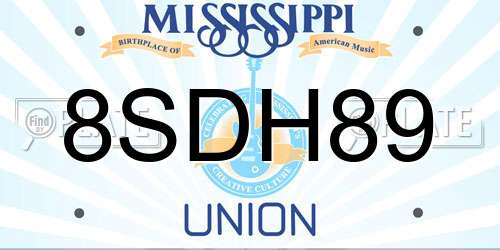 8SDH89 Mississippi License Plate