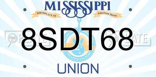 8SDT68 Mississippi License Plate