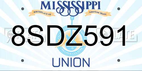 8SDZ591 Mississippi License Plate