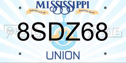 8SDZ68 Mississippi License Plate