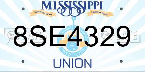 8SE4329 Mississippi License Plate