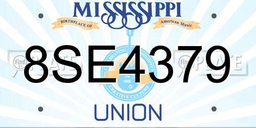 8SE4379 Mississippi License Plate