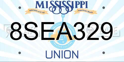 8SEA329 Mississippi License Plate