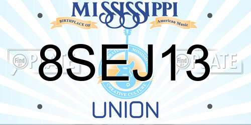 8SEJ13 Mississippi License Plate